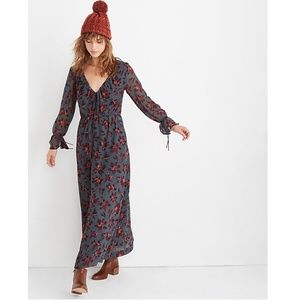 Madewell Willowleaf Tie Sleeve Floral Maxi Dress